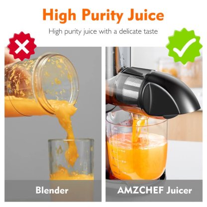 Masticating Juicer Machines, AMZCHEF Slow Cold Press Juicer with Reverse Function