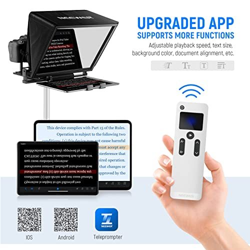 NEEWER Teleprompter X14 with RT-110 Remote & APP Control with iPad Android Tablet, Smartphone