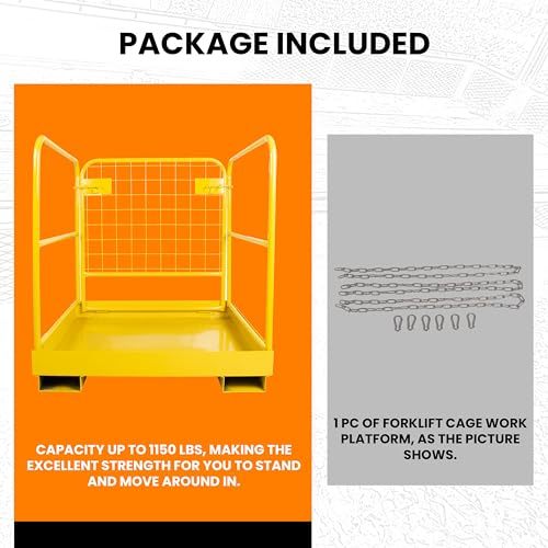 KUAFU 36x36 Forklift Safety Cage Heavy Duty Steel Forklift Man Basket 1200 LBS