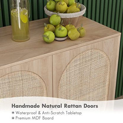 Yechen Set of 2 Sideboard Storage Cabinet with Handmade Natural Rattan Doors