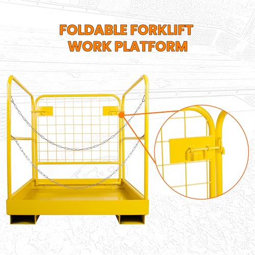 KUAFU 36x36 Forklift Safety Cage Heavy Duty Steel Forklift Man Basket 1200 LBS