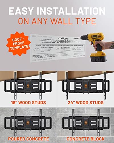 ECHOGEAR MaxMotion TV Wall Mount for Large TVs Up to 90" - Full Motion Has Smooth Swivel