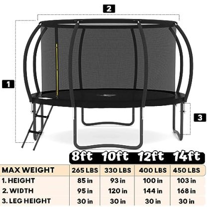 JUMPZYLLA Recreational Trampoline with Enclosure and Ladder, Galvanized Anti-Rust Coating