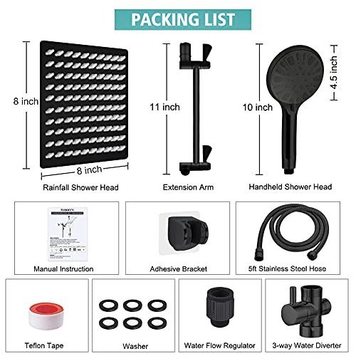 Shower Head, 8‘’ High Pressure Rainfall Shower Head/Handheld Shower Combo