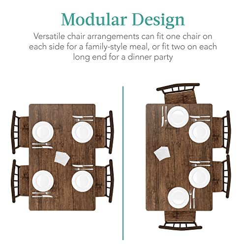 5-Piece Metal and Wood Indoor Modern Rectangular Dining Table Furniture Set for Kitchen, Dining Room