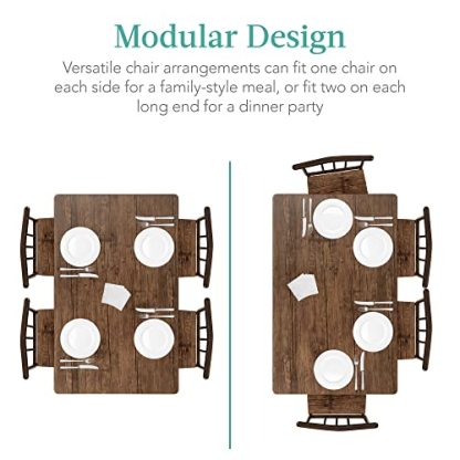 5-Piece Metal and Wood Indoor Modern Rectangular Dining Table Furniture Set for Kitchen, Dining Room