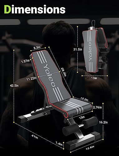 Yoleo Adjustable Weight Bench for Full Body Workout, Foldable Bench Press Bench