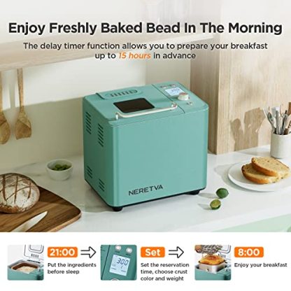 Neretva Bread Maker Machine , 20-in-1 Automatic Breadmaker with Sourdough Setting