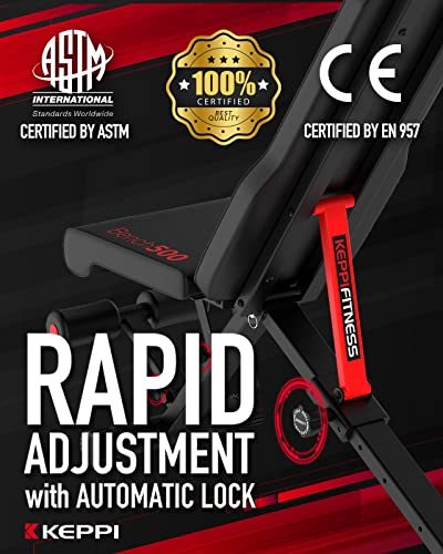 Keppi Adjustable Weight Bench, Foldable Workout Bench Press for Full Body Strength Training