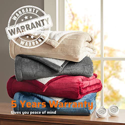 Sherpa Soft Dual Control Electric Blanket King Size, Heating Blankets | Washable