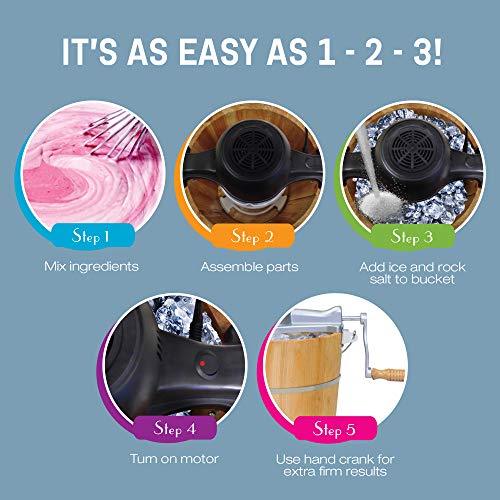 Elite Gourmet 6 Quart Vintage Wood Bucket Electric Ice Cream Maker Machine