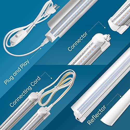 Barrina 4FT T8 Plant Grow Light, Full Spectrum, LED Growing Lamp Fixture, 6-Pack