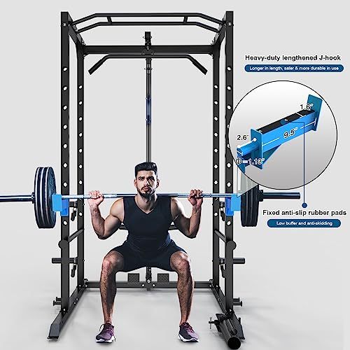 ULTRA FUEGO Power Cage, Multi-Functional Power Rack with J-Hooks, Dip Handles