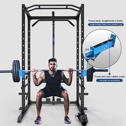 ULTRA FUEGO Power Cage, Multi-Functional Power Rack with J-Hooks, Dip Handles