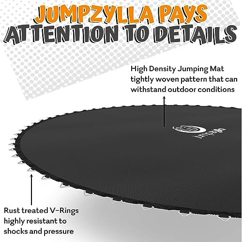 JUMPZYLLA Recreational Trampoline with Enclosure and Ladder, Galvanized Anti-Rust Coating