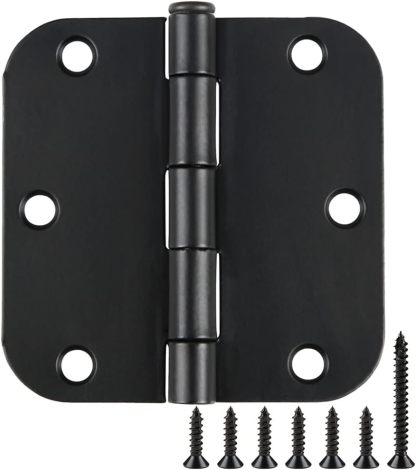 30 Pack Rounded Matte Black Door Hinges 3.5 Inch 5/8" Radius Interior