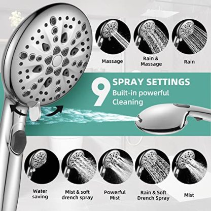 Cobbe High Pressure 9 Functions Shower Head with handheld - Luxury Modern Chrome Look