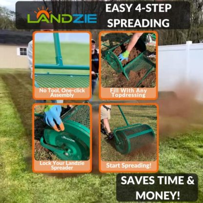 Landzie Lawn & Garden Spreader with Upgraded Side Clasps - 24" x 17" Inch Peat Moss Spreader and Compost Spreader