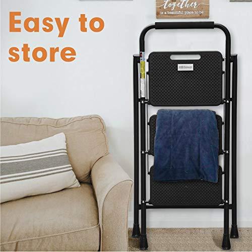 HBTower 3 Step Ladder, Folding Step Stool with Wide Anti-Slip Pedal, 500lbs