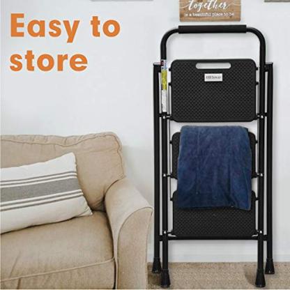HBTower 3 Step Ladder, Folding Step Stool with Wide Anti-Slip Pedal, 500lbs