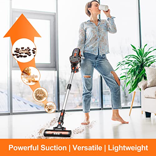 INSE Cordless Vacuum Cleaner, 6-in-1 Rechargeable Stick Vacuum, 45mins Runtime