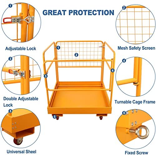 Sidasu Forklift Safety Cage 36x36 Inches Forklift Work Platform 1200LBS Capacity