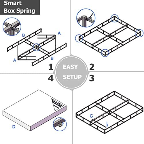 Aardhen 9 Inch High Profile King Box Spring Strong Metal Frame Mattress Foundation