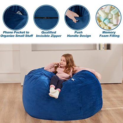 HABUTWAY Bean Bag Chair 3Ft Luxurious Velvet Ultra Soft Fur with High-Rebound Memory Foam