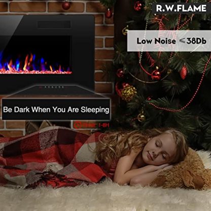 R.W.FLAME 60" Recessed and Wall Mounted Electric Fireplace, Remote Control with Timer