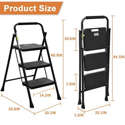 HBTower 3 Step Ladder, Folding Step Stool with Wide Anti-Slip Pedal, 500lbs