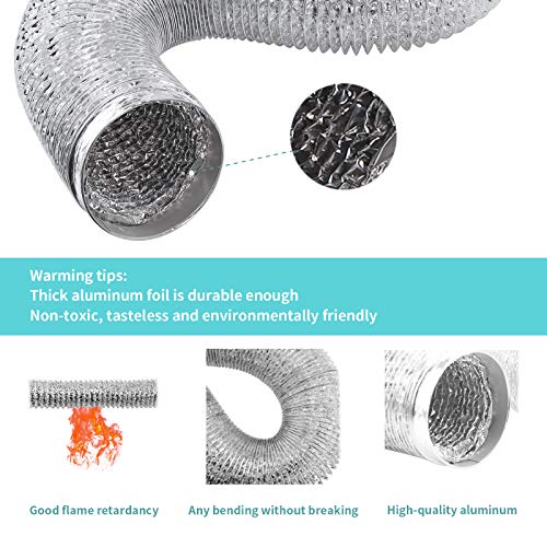 Cenipar Dryer Vent Hose-4 inch Ducting Vent Hose Flexible Aluminum Foil Non-Insulated