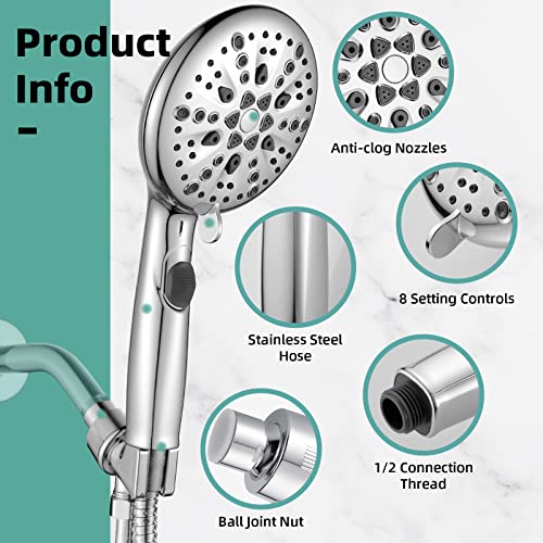 Cobbe High Pressure 9 Functions Shower Head with handheld - Luxury Modern Chrome Look