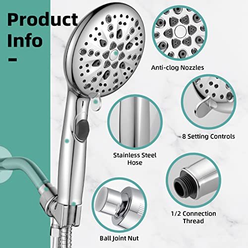 Cobbe High Pressure 9 Functions Shower Head with handheld - Luxury Modern Chrome Look
