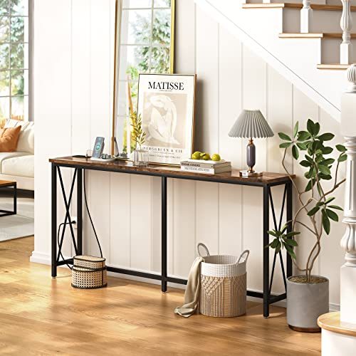 SUPERJARE 70 Inch Console Table with 2 Outlet and 2 USB Ports