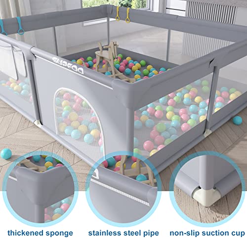 SUPFOO Extra Large Baby Playpen with Mat 71"x59"x27" for Babies and Toddlers Thickened Sponges