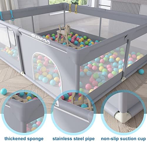 SUPFOO Extra Large Baby Playpen with Mat 71"x59"x27" for Babies and Toddlers Thickened Sponges