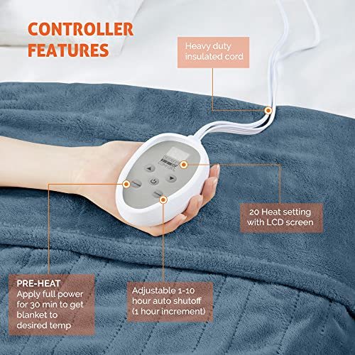 Degrees of Comfort Electric Blanket King Size, Heated Blanket for Bed, Dual Control