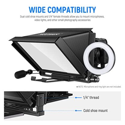 Neewer X12 Aluminum Alloy Teleprompter for iPad Tablet Smartphone DSLR Cameras with Remote Control