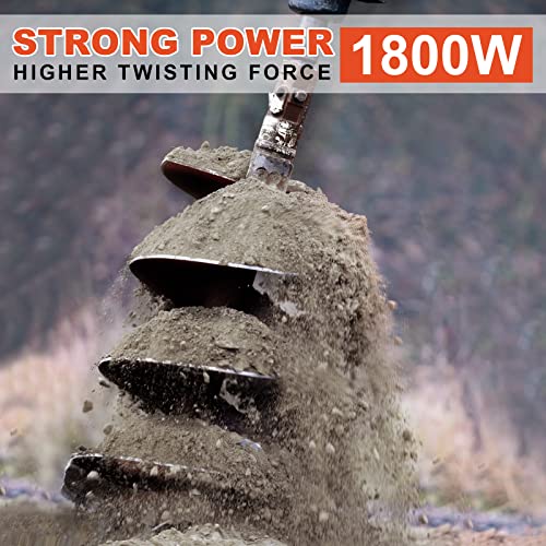 DC HOUSE 52cc 2.4HP Gas Powered Post Hole Digger with Two Earth Auger Drill Bit