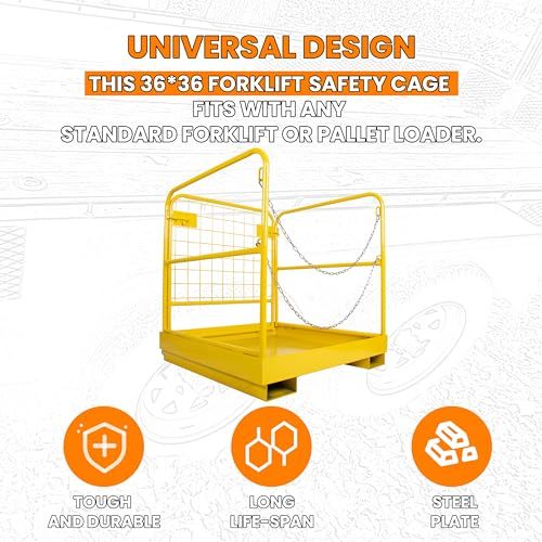 KUAFU 36x36 Forklift Safety Cage Heavy Duty Steel Forklift Man Basket 1200 LBS