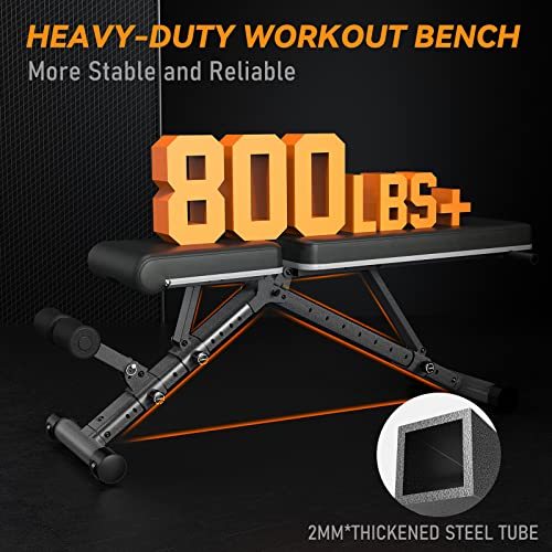 BARWING 90° Adjustable Weight Bench Workout Bench, 800 LB Heavy Duty Incline Decline Bench