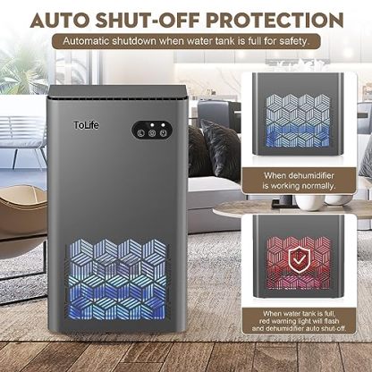 ToLife Dehumidifiers for Room, 95 OZ Water Tank, Dehumidifiers for Basement, Home