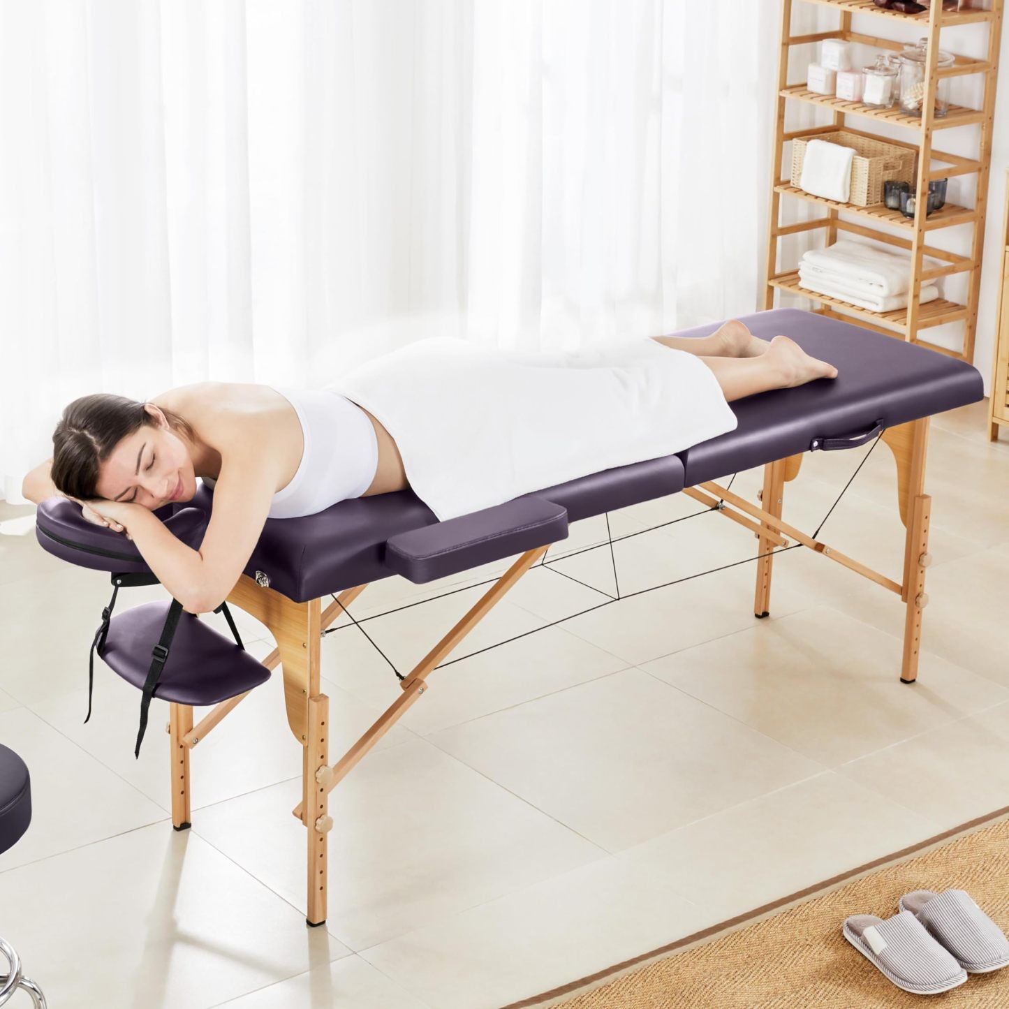Yaheetech Spa Bed Portable Lash Bed Massage Bed Foldable Spa Tables Adjustable 2 Fold with Non-Woven Bag, Black