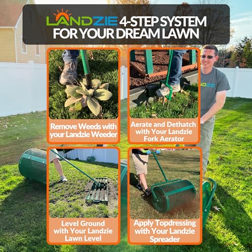 Landzie Lawn & Garden Spreader with Upgraded Side Clasps - 24" x 17" Inch Peat Moss Spreader and Compost Spreader