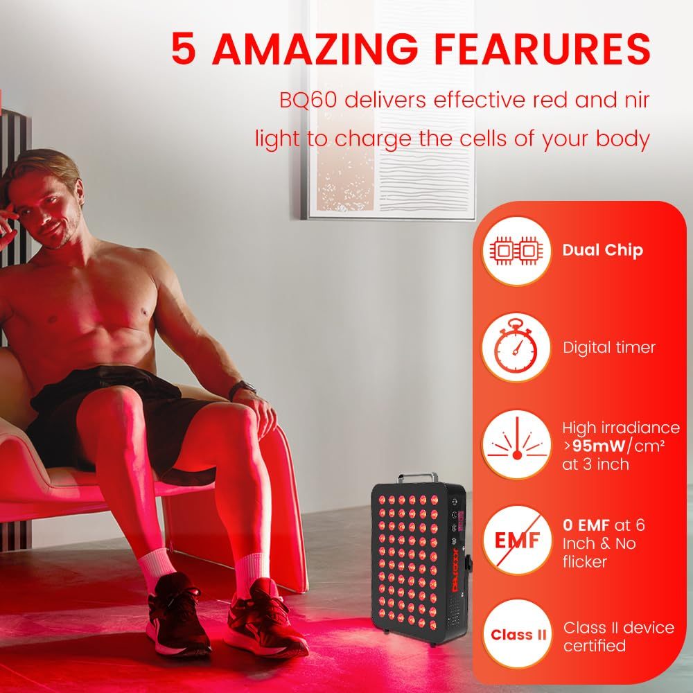 Bestqool Red Light Therapy Device for Body, Face. Near Infrared Light 660nm 850nm, 100W
