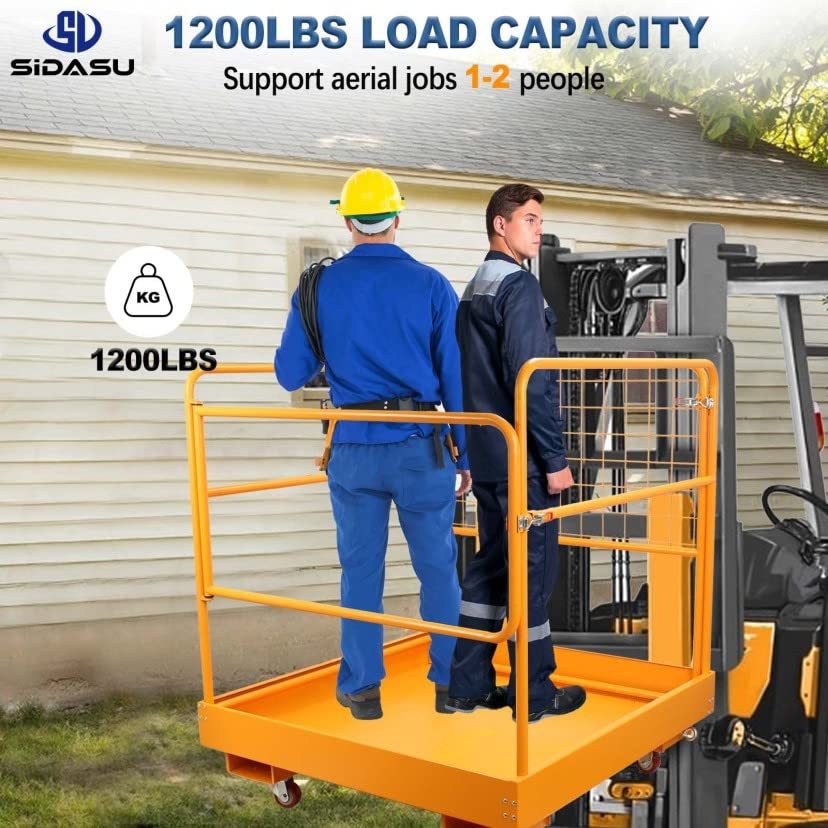 Sidasu Forklift Safety Cage 36x36 Inches Forklift Work Platform 1200LBS Capacity
