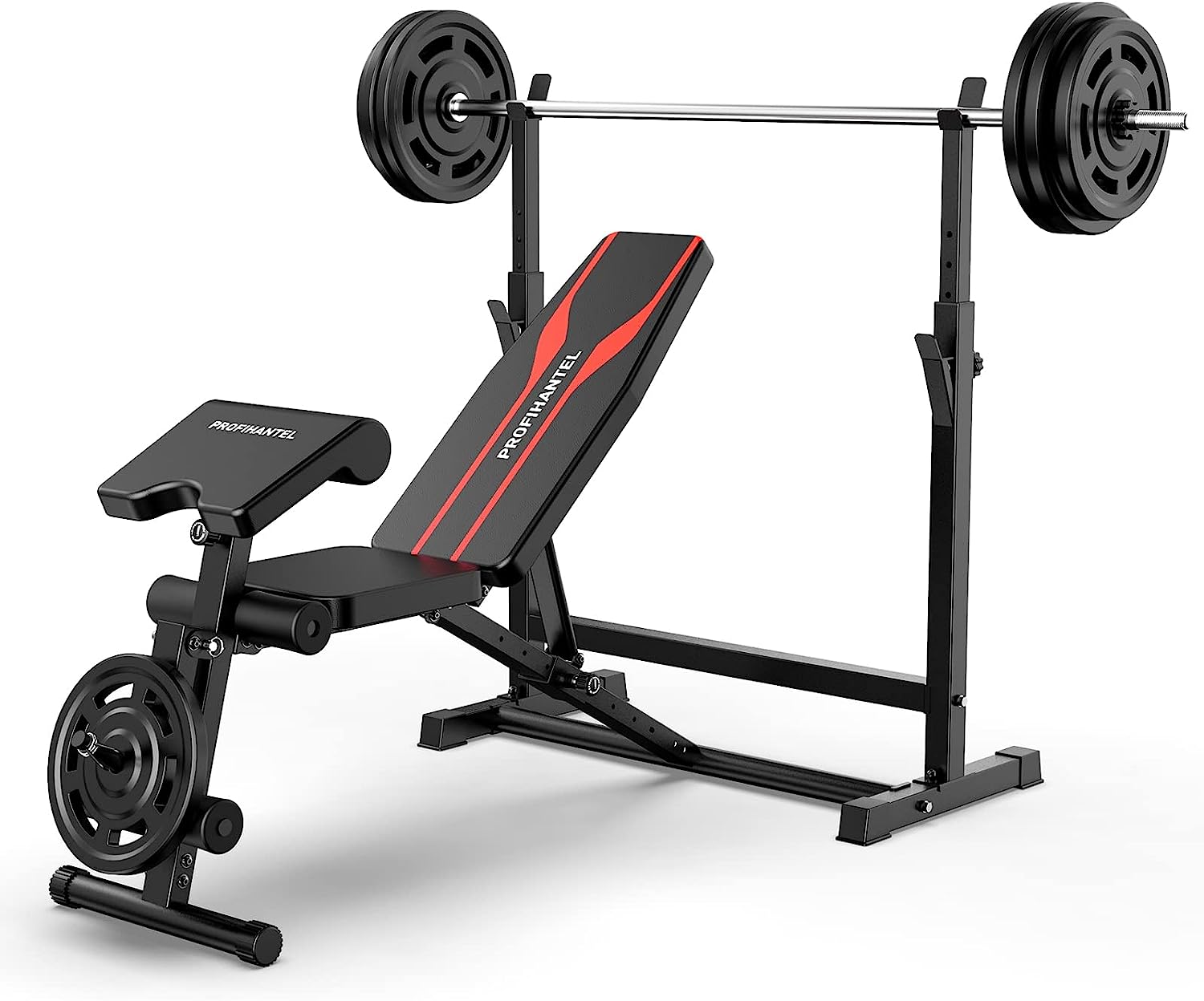 Adjustable Weight Bench, Olympic Workout Bench, Bench Press Set with Squat Rack