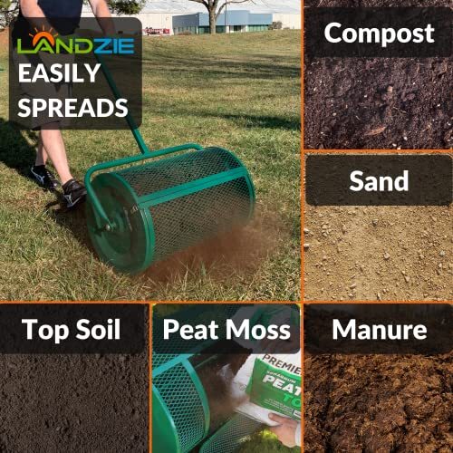 Landzie Lawn & Garden Spreader with Upgraded Side Clasps - 24" x 17" Inch Peat Moss Spreader and Compost Spreader