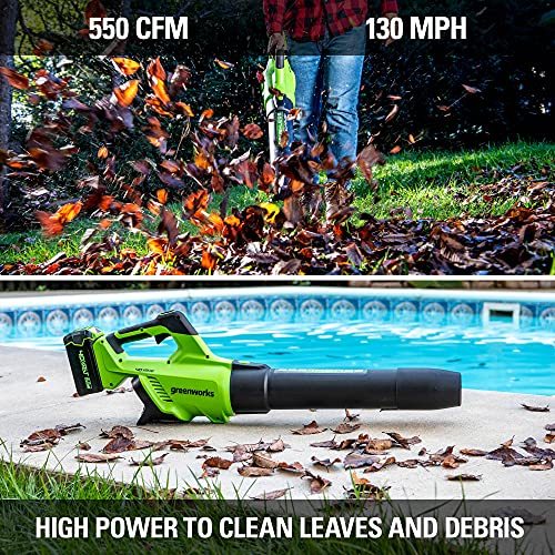Greenworks 40V (130 MPH / 550 CFM / 75+ Compatible Tools) Cordless Brushless Axial Leaf Blower