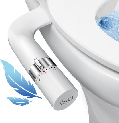 Veken Ultra-Slim Bidet, Non-Electric Dual Nozzle Fresh Water Sprayer Bidet for Toilet